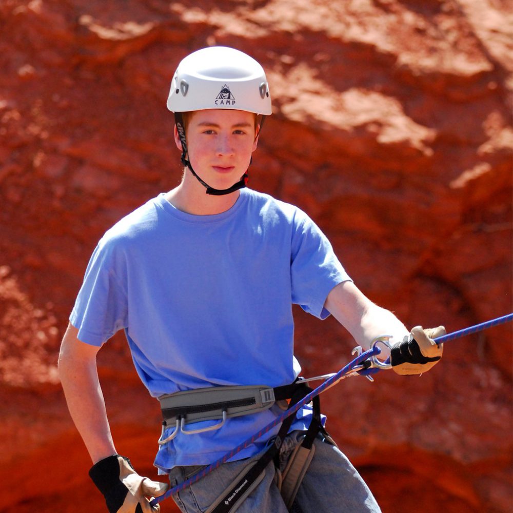 Matthew Osborn rock climbing as a teenager