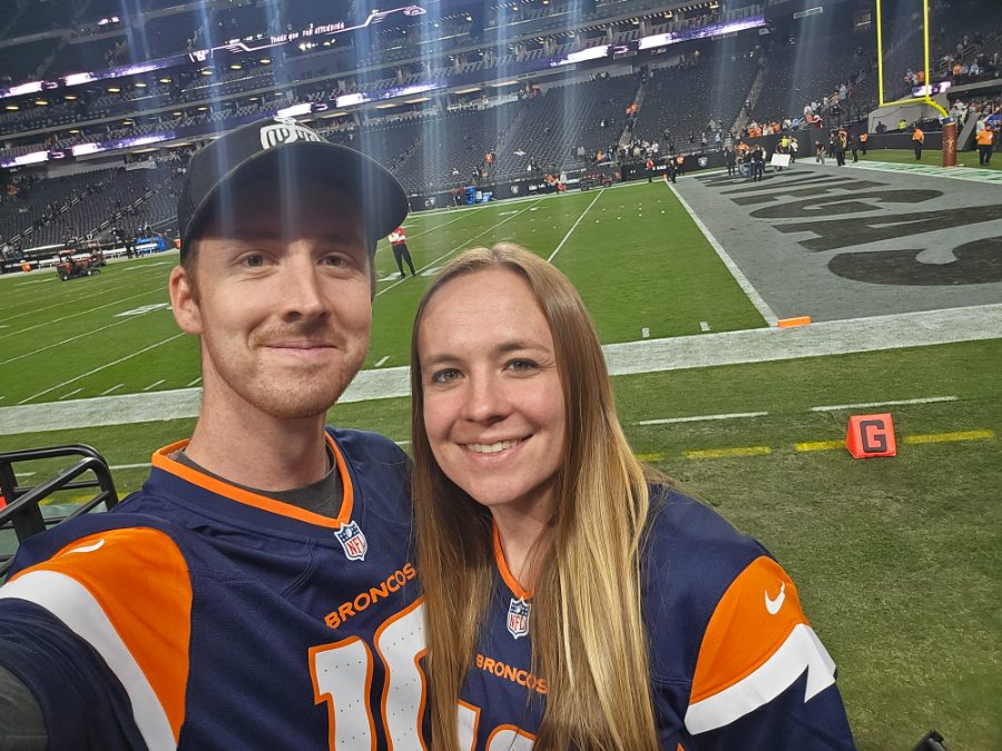 Matthew and Joy Osborn at a Denver Broncos game